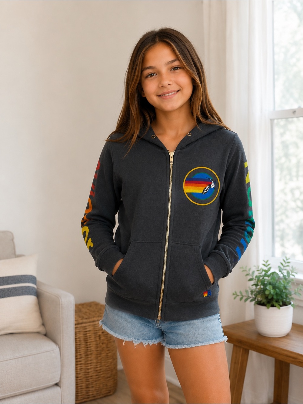 KID'S AVIATOR NATION MILL VALLEY ZIP HOODIE - VINTAGE CHARCOAL size 12